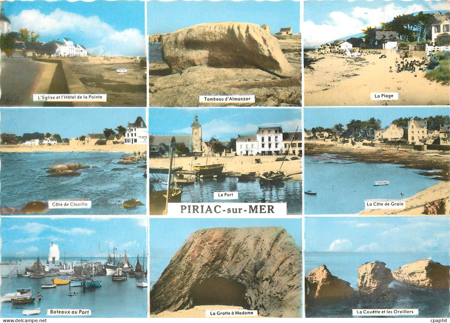 CPM Piriac sur Mer L'Eglise et Hotel de la Pointe Tombeau d'Almanzar La Plage