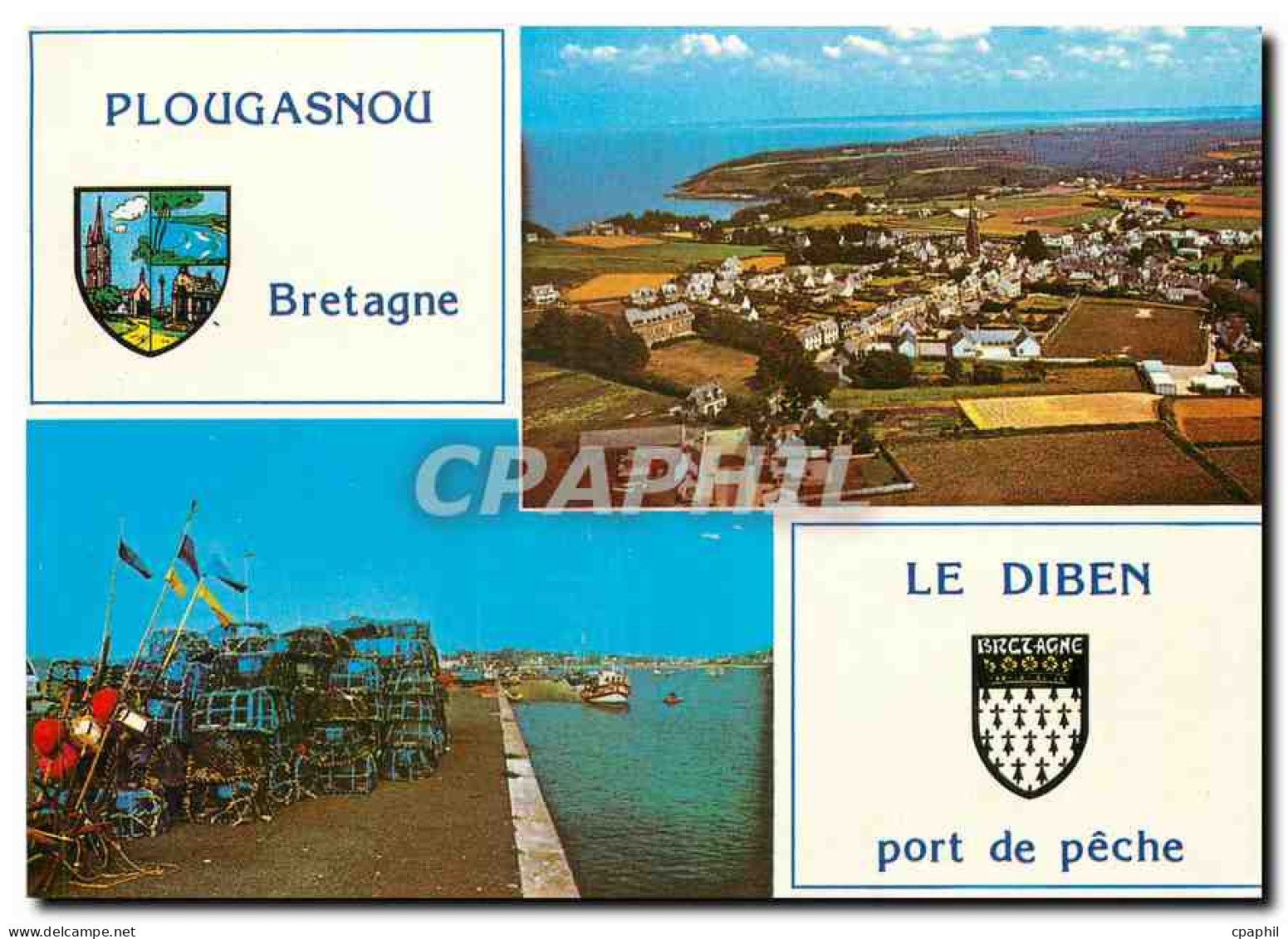 CPM Plougasnou Nord Finistere Vue generale Le Diben le port