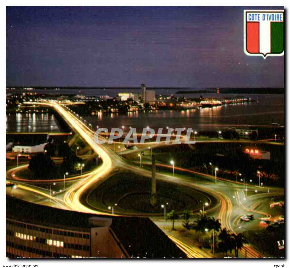 CPM Republique de la Cote d'Ivoire Abidjan vue de nuit