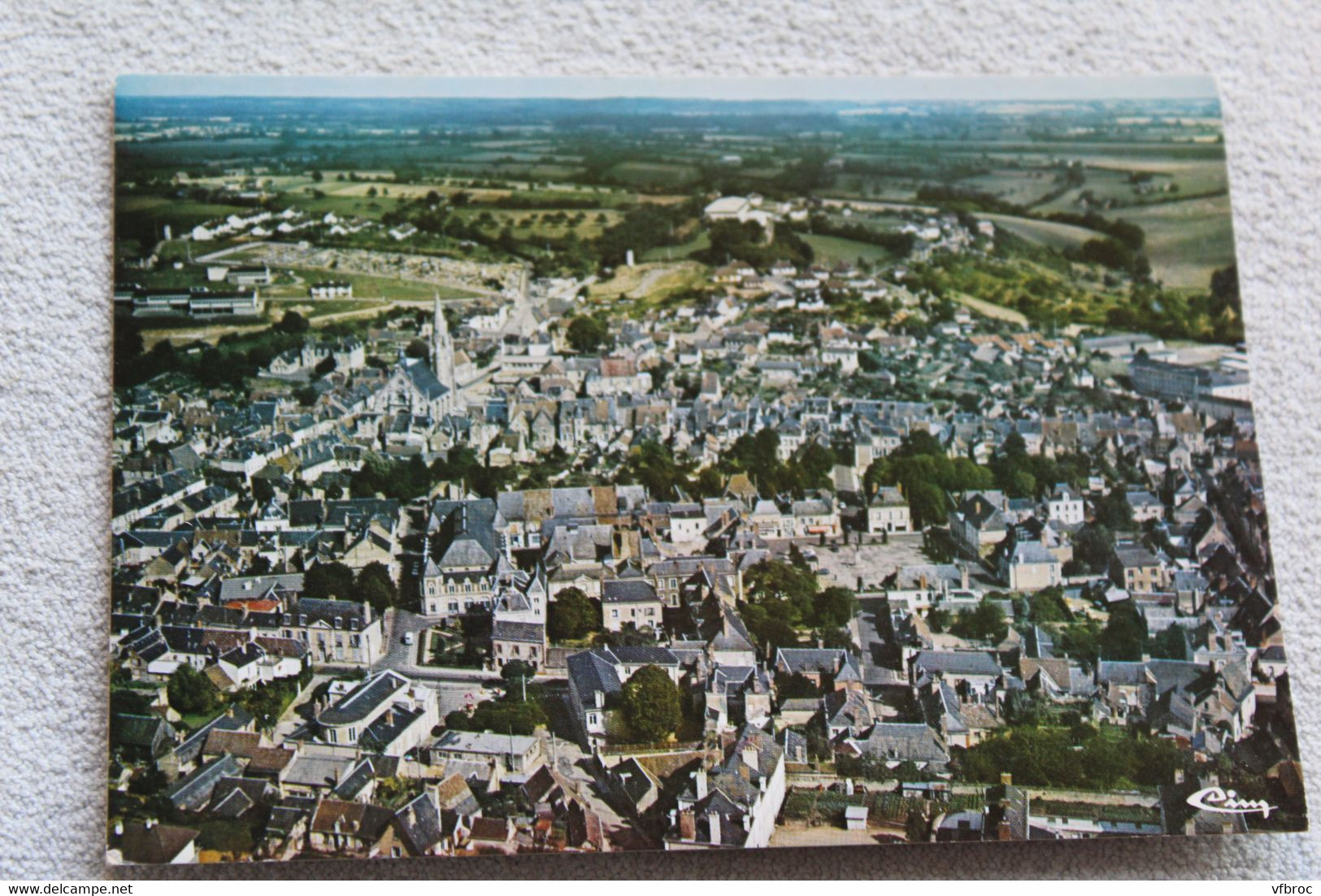 Cpm, saint Calais, vue générale aérienne, Sarthe 72