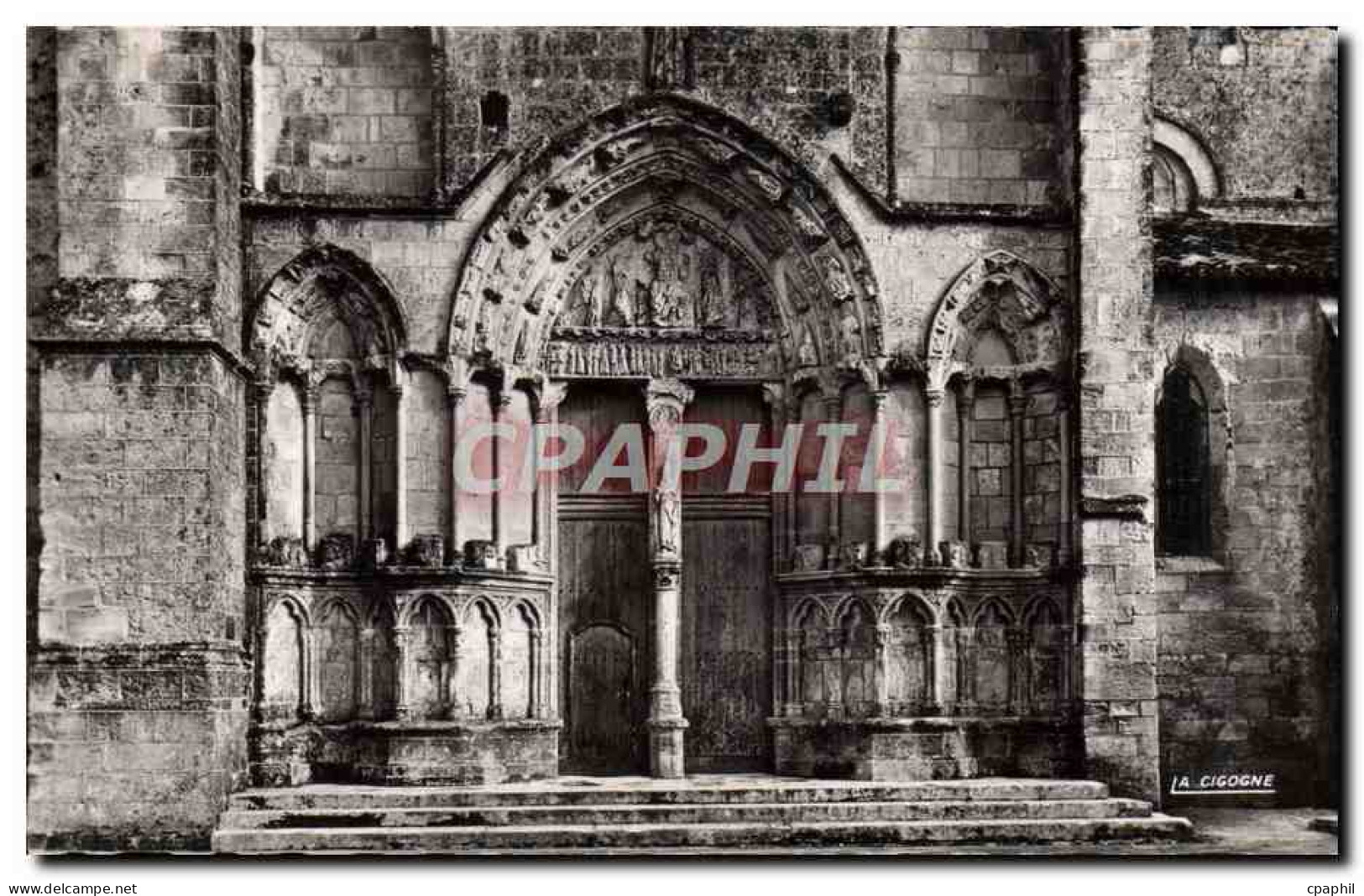 CPM Saint Emilion Eglise Collegiale Portail Nord de l'eglise collegiale
