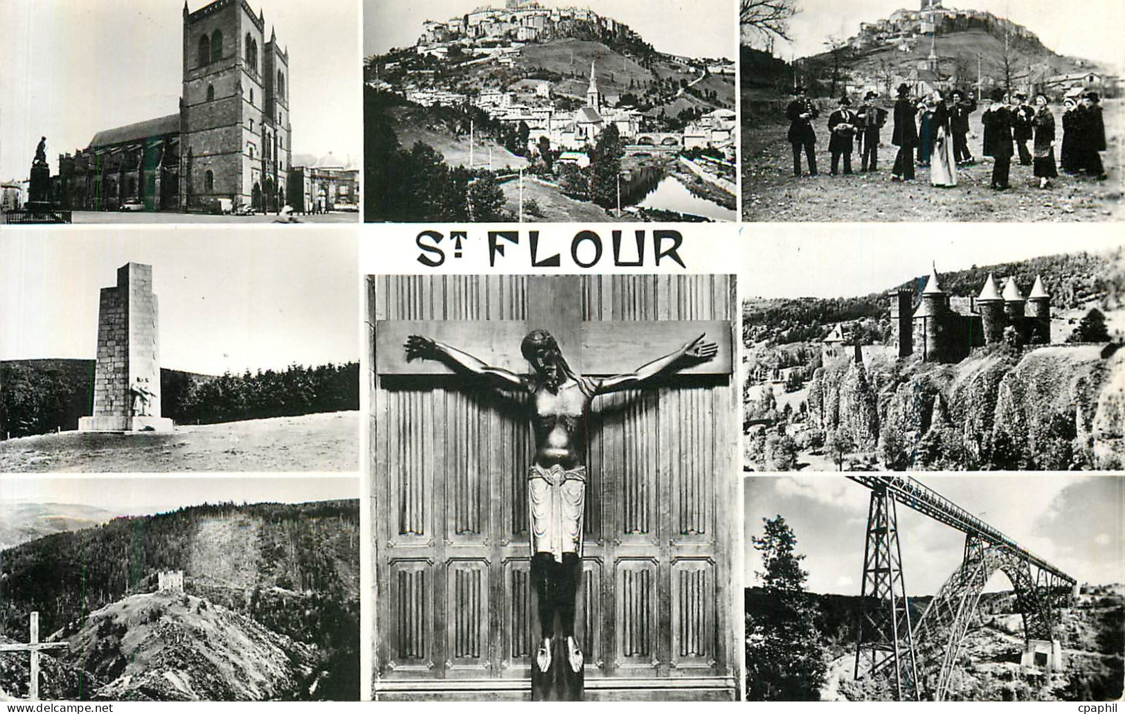 CPM Saint Flour Cathedrale Vue generale Folklore
