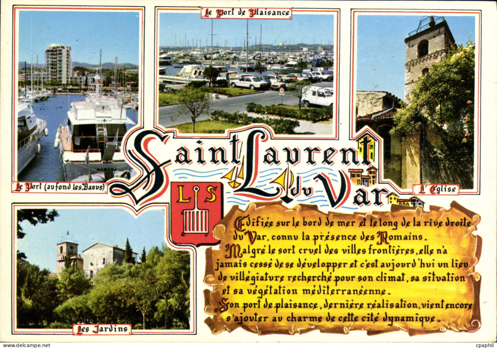 CPM Saint Laurent du Var Le port de plaisance Les jardins L'eglise