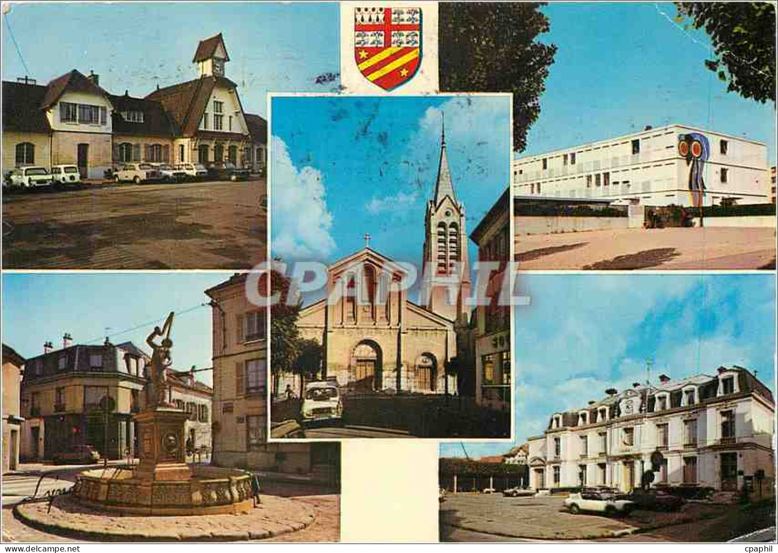 CPM Saint Leu La Foret La Gare Le C E S L'Eglise Place de la Forge L'Hotel de Ville
