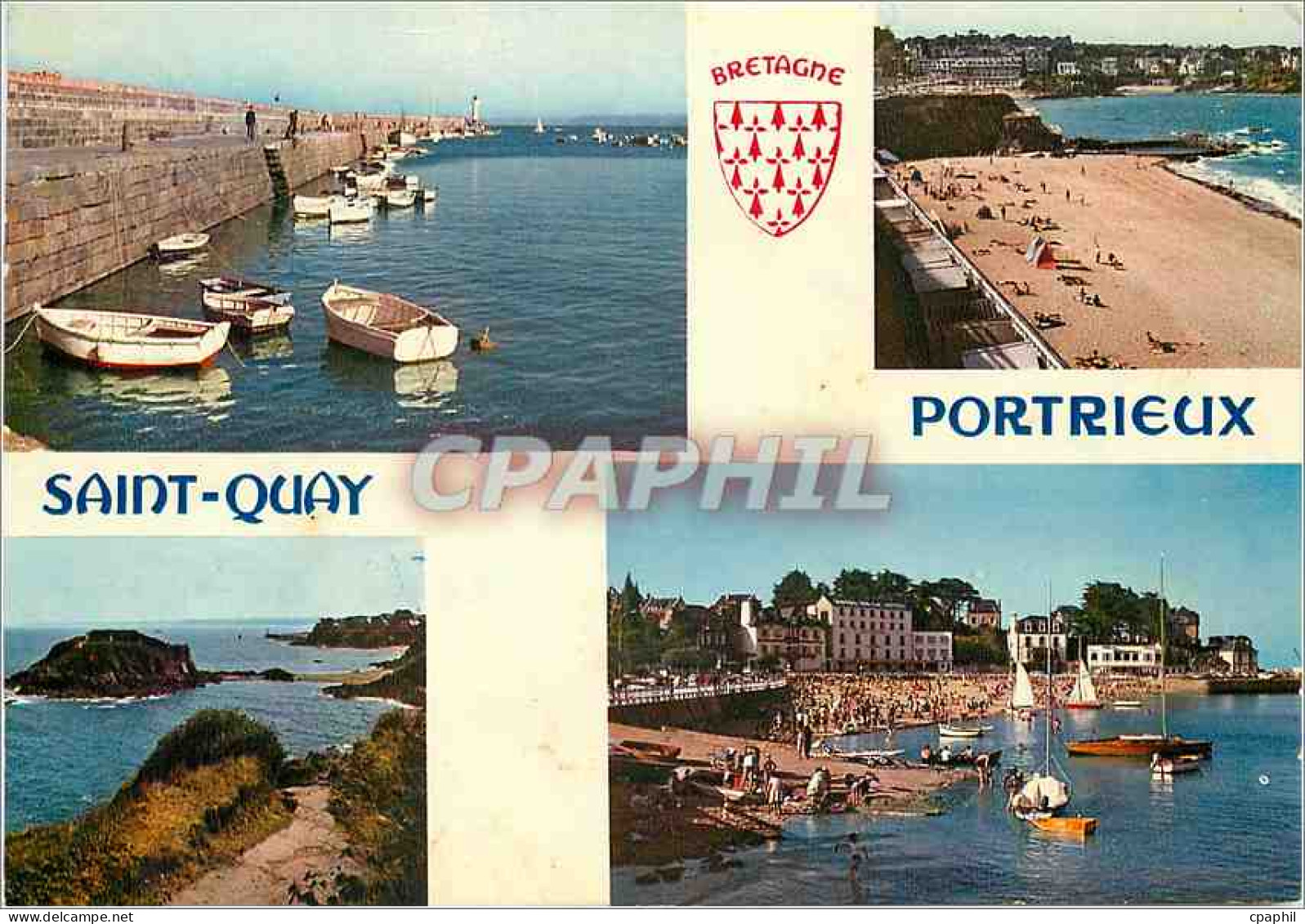 CPM Saint Quay Portrieux Vue generale sur le port et les plages