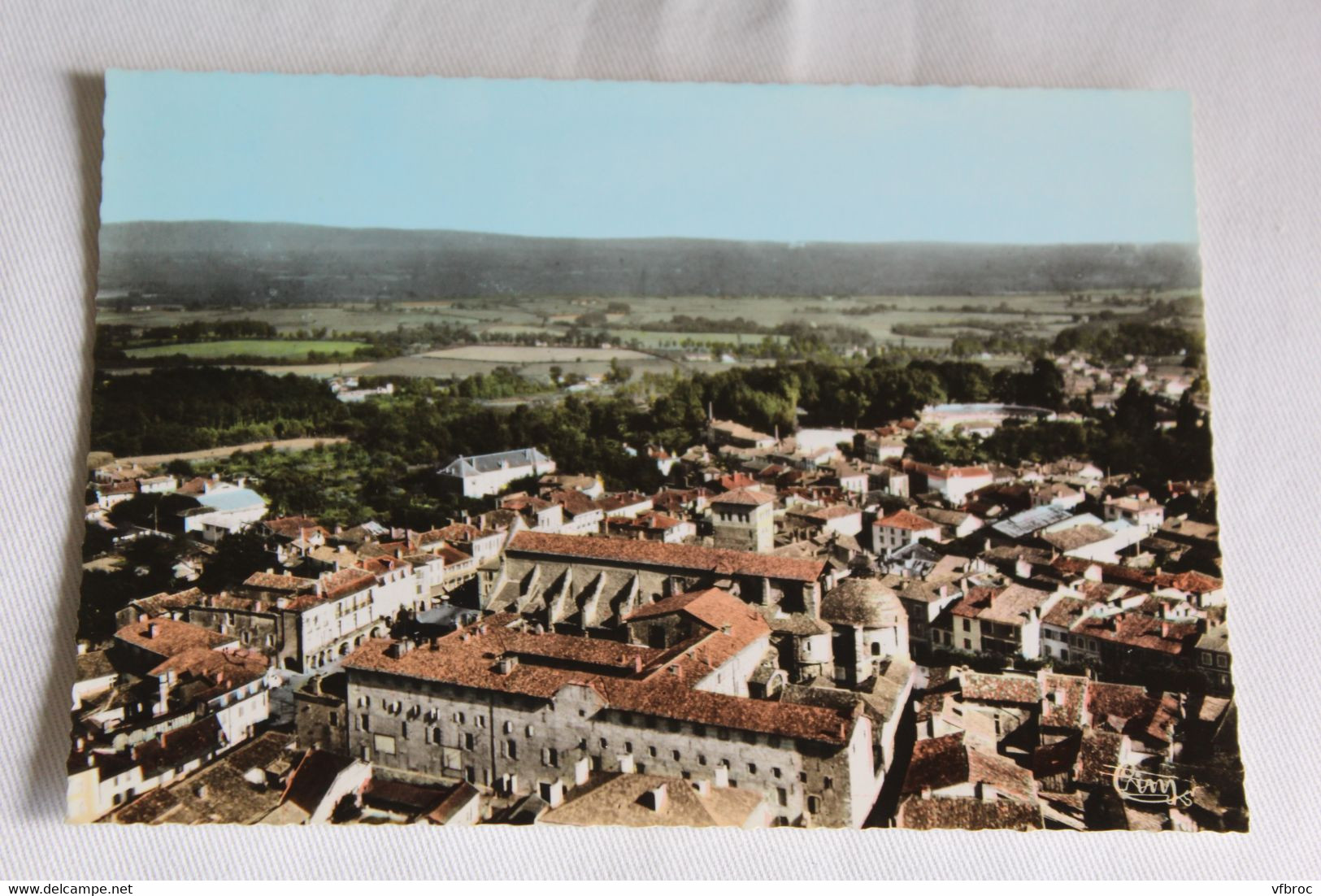 Cpm, Saint Sever, vue générale, en plongeant sur la ville, Landes 40