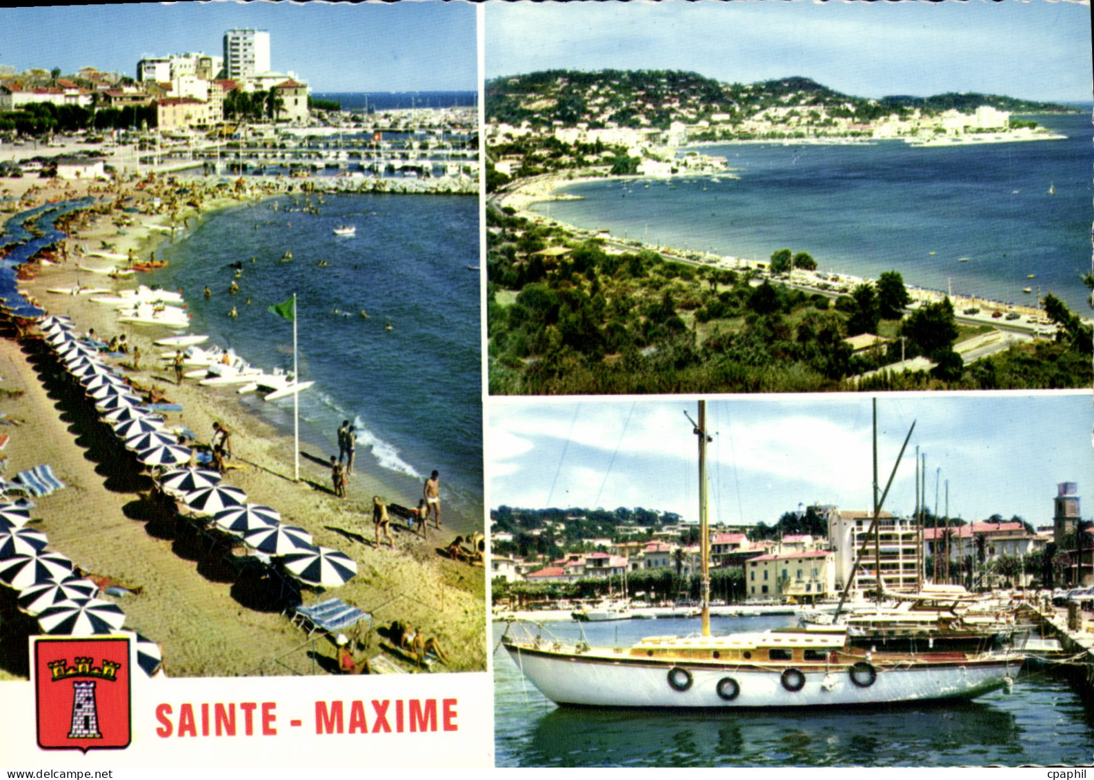 CPM Sainte Maxime La Plage et le Nouveau Port Croisette Le port