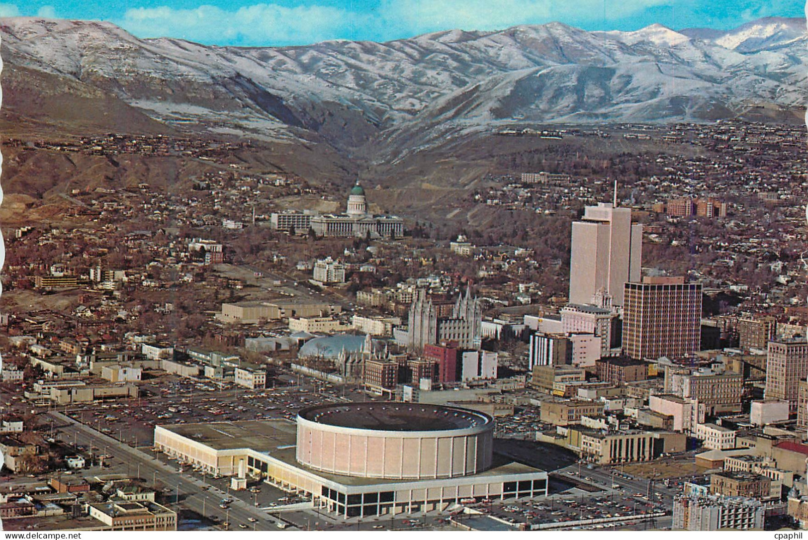 CPM Salt Lake City Utah Aerial view of Salt Lake City