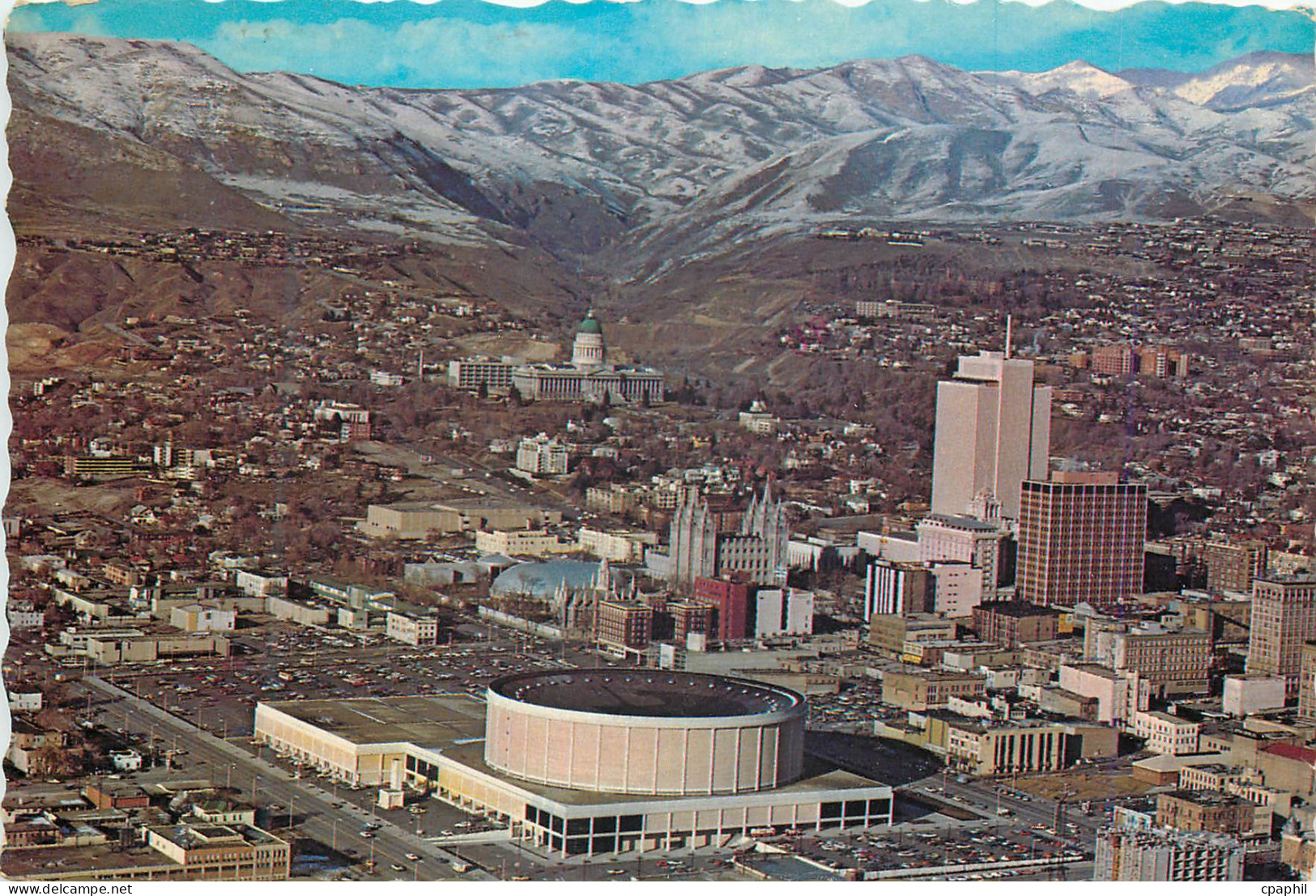 CPM Salt Lake City Utah Aerial view of Salt Lake City