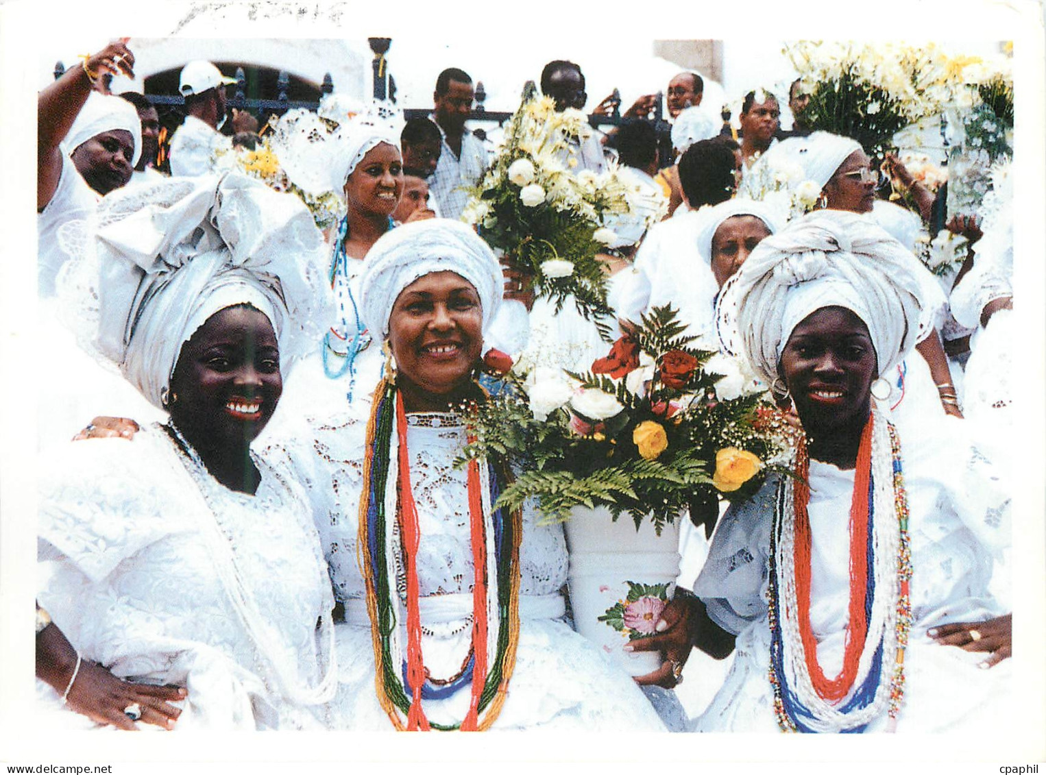 CPM Salvador Bahia Brasil Typical baianas at religious procession of our Lord of Bonfim