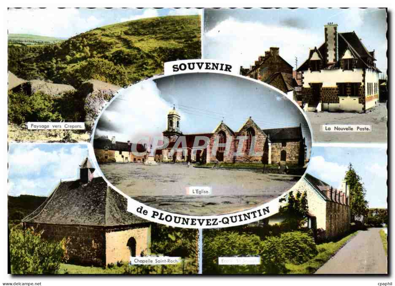 CPM Souvenir de Plounevez Quintin Crepers La nouvelle Poste chapelle Saint Roch