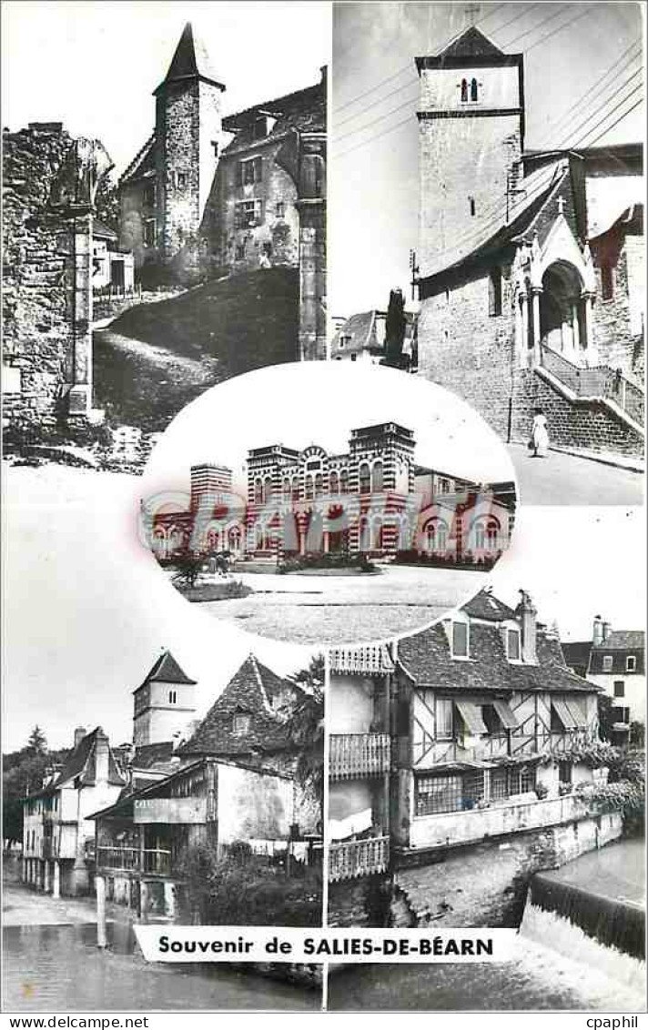 CPM Souvenir de Salies de Bearn Salies de Bearn Chateau Eglise Etablissement Thermal Vieilles Maison