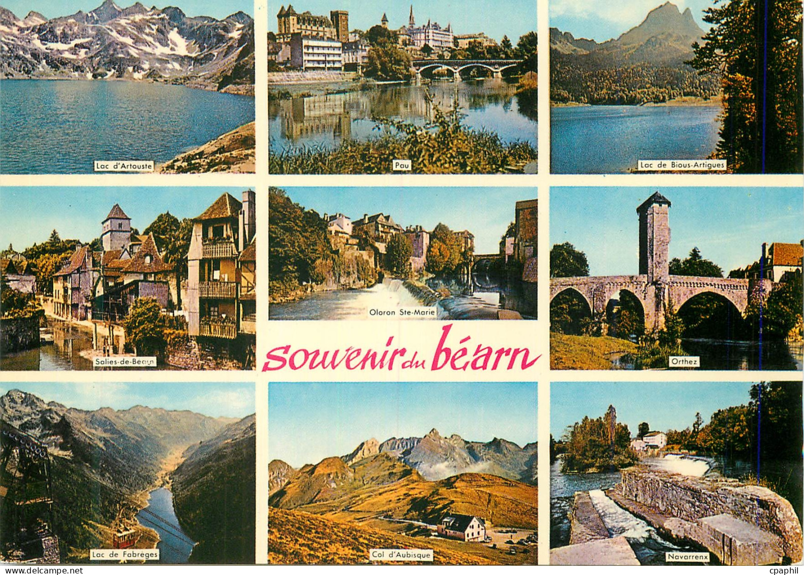 CPM Souvenir du Bearn Lac d'Artouste Pau Orthez Salies de Bearn Lac de Fabreges Col d4Aubisque