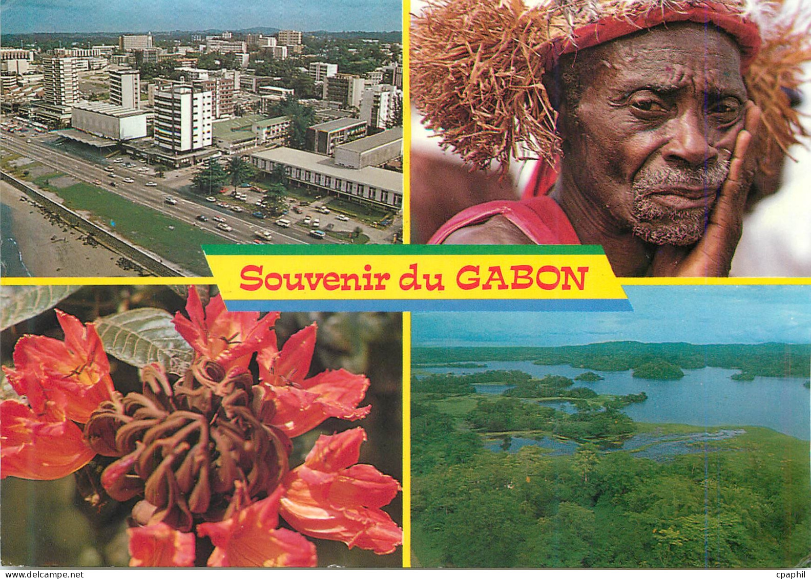 CPM Souvenir du Gabon Libreville Danseurdu Moyen Ogooue Tulipier du Gabon Lacs Pres de Lambarene