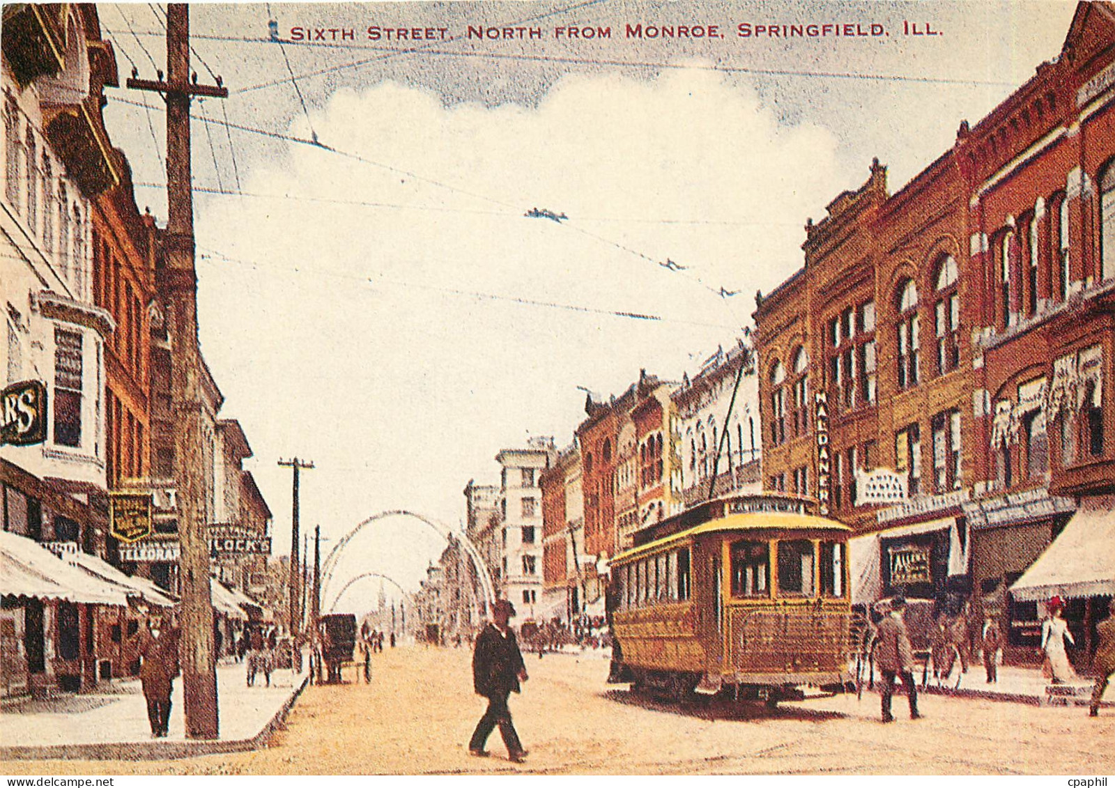 CPM Springfield Illinois. Sixth St. Looking North from Monroe