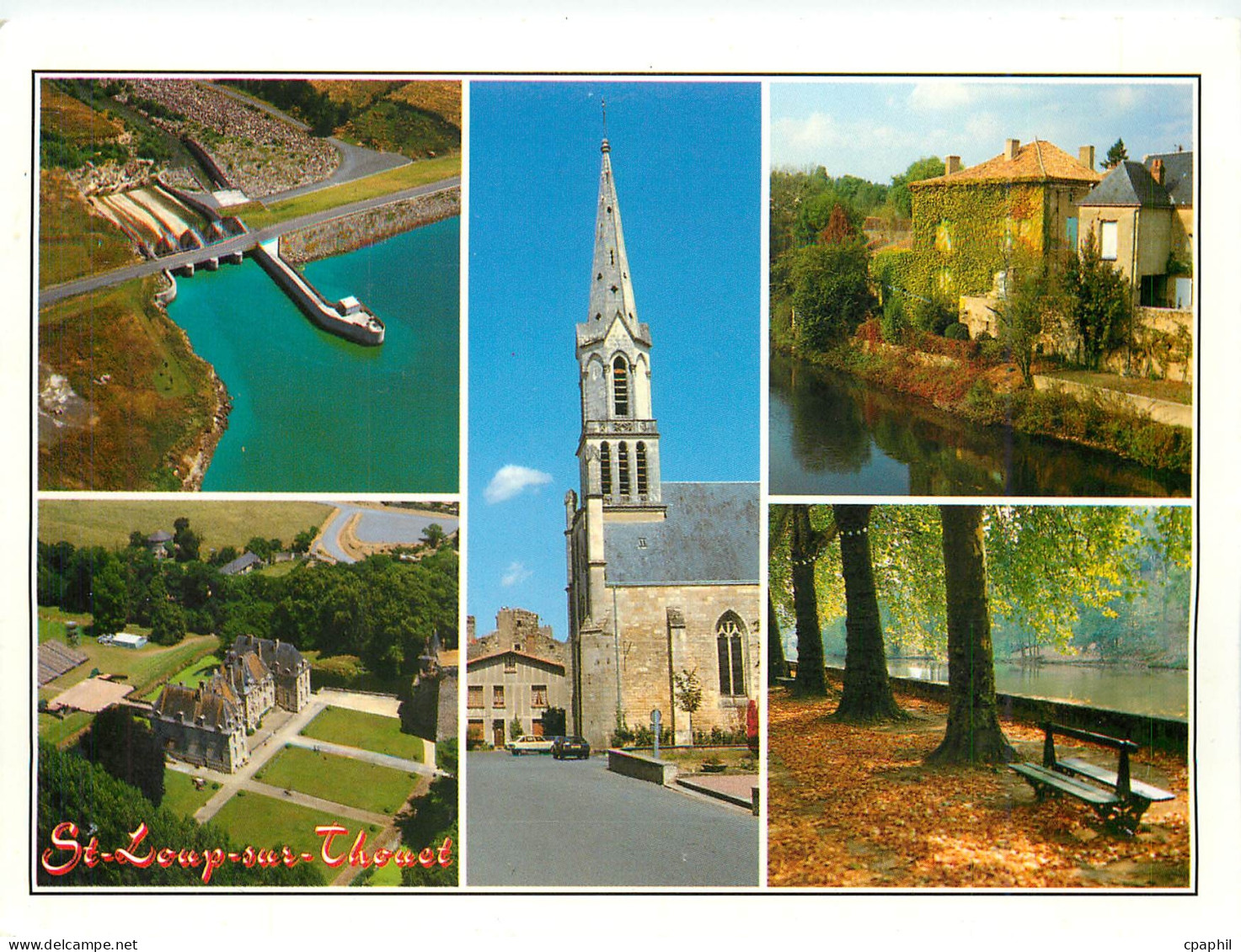 CPM St Loup sur Thouet (Deux Sevre) Le barrage de cebron le chateau l'eglise