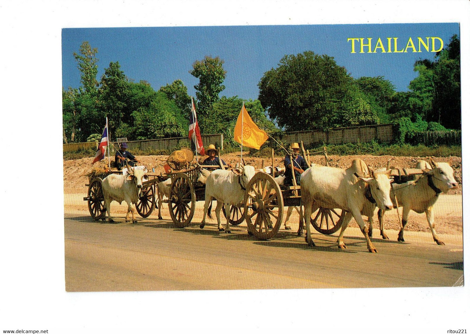 cpm - Thaïlande - Thaïland - OX DRIVEN CARTS - attelage bœufs - CHARIOT