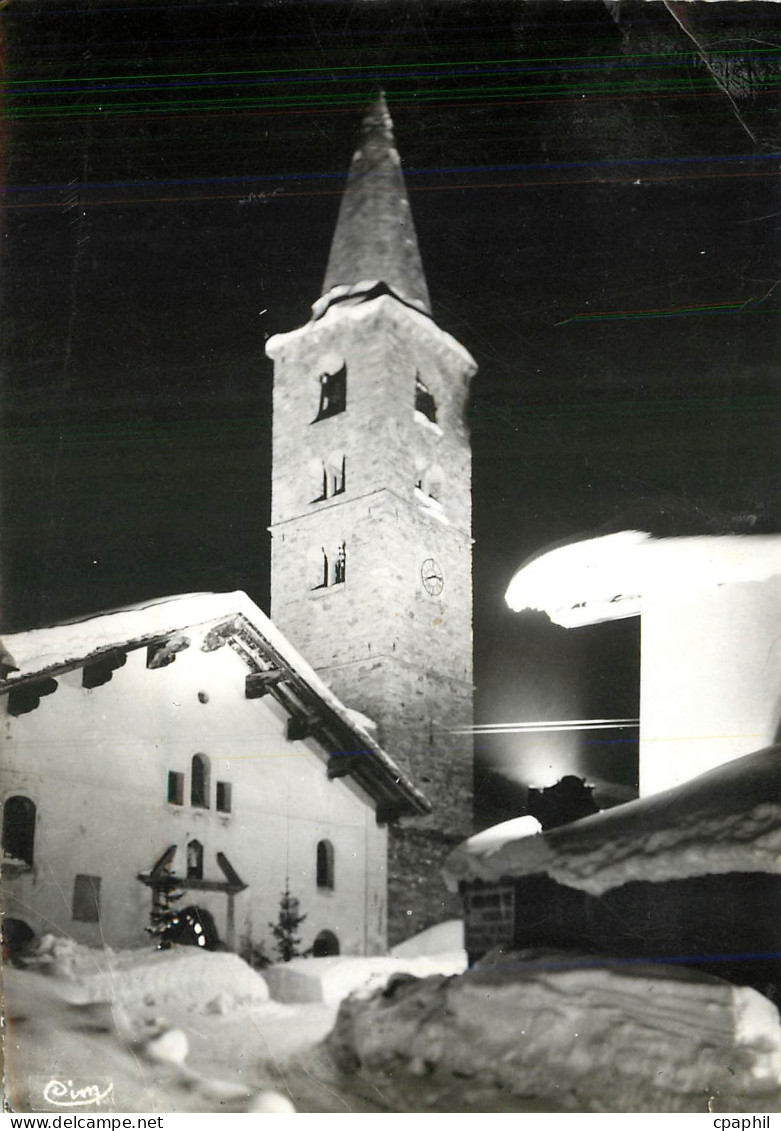 CPM Val d'Isere Savoie Sports d'hiver L'Eglise La nuit