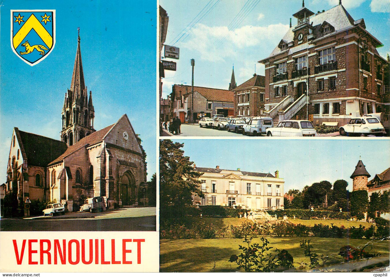 CPM Vernouillet Yvelines L Eglise La Mairie Le Chateau