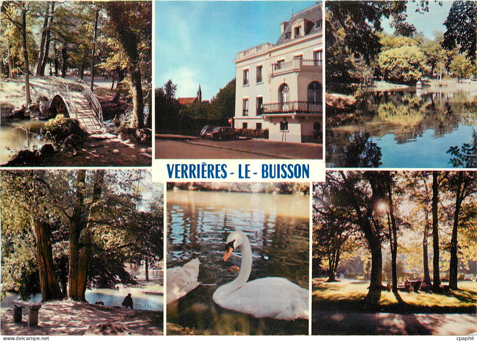 CPM Verrieres le Buisson Essonne L'hotel de ville autour du lac Cygne