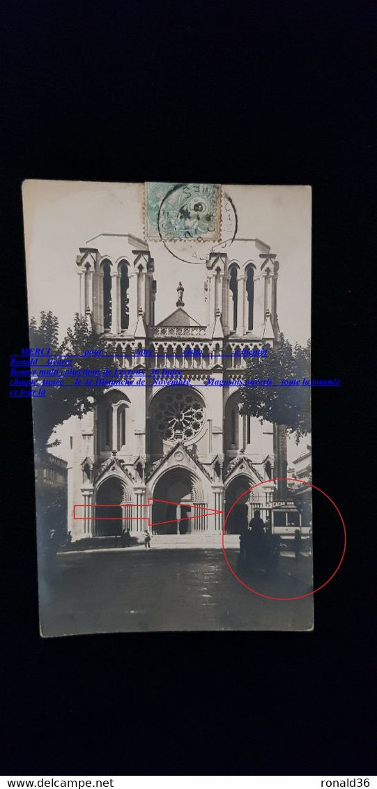 cpp 06 Alpes Maritimes NICE Eglise Notre Dame ( attelage de chevaux et tramway tram pub cacao )