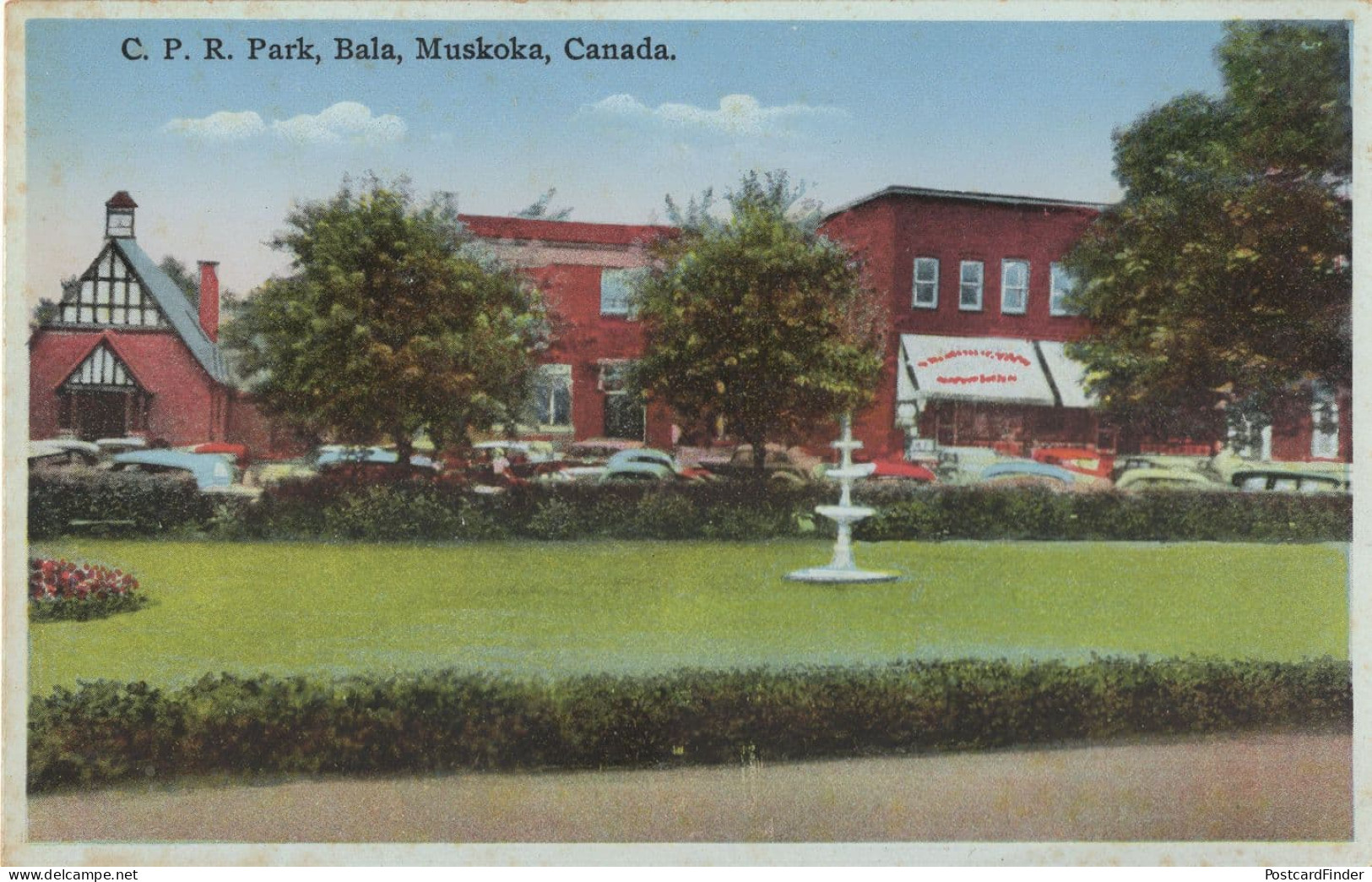 CPR Park Bala Muskoka Car Park Shops Canada Old Postcard