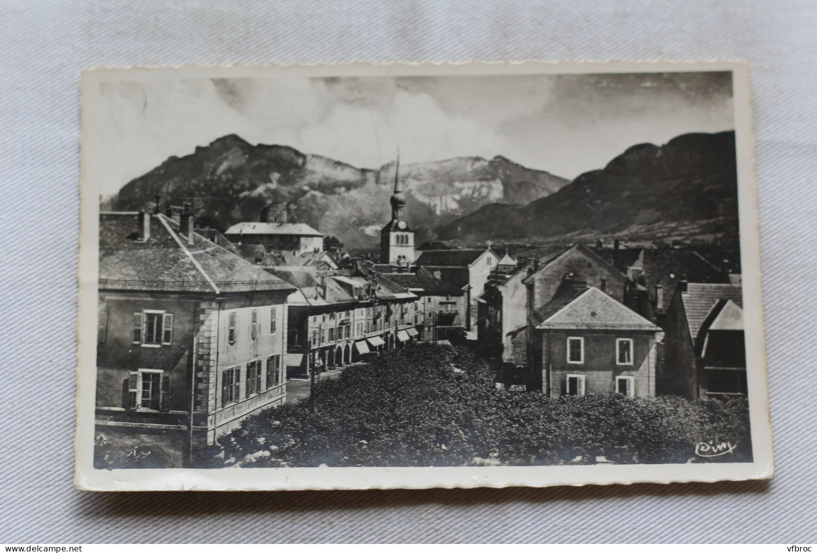 Cpsm 1950, La Roche sur Foron, vue générale et les montagnes, Haute Savoie 74
