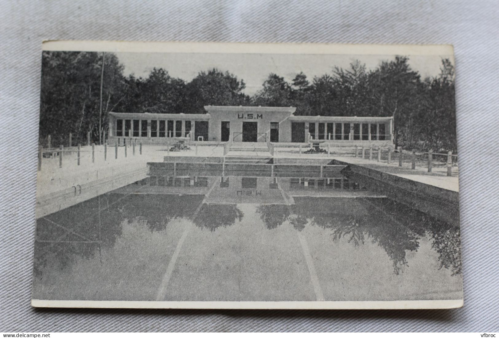 Cpsm 1950, Méréville, piscine de l'USM, les cabines, Essonne 91