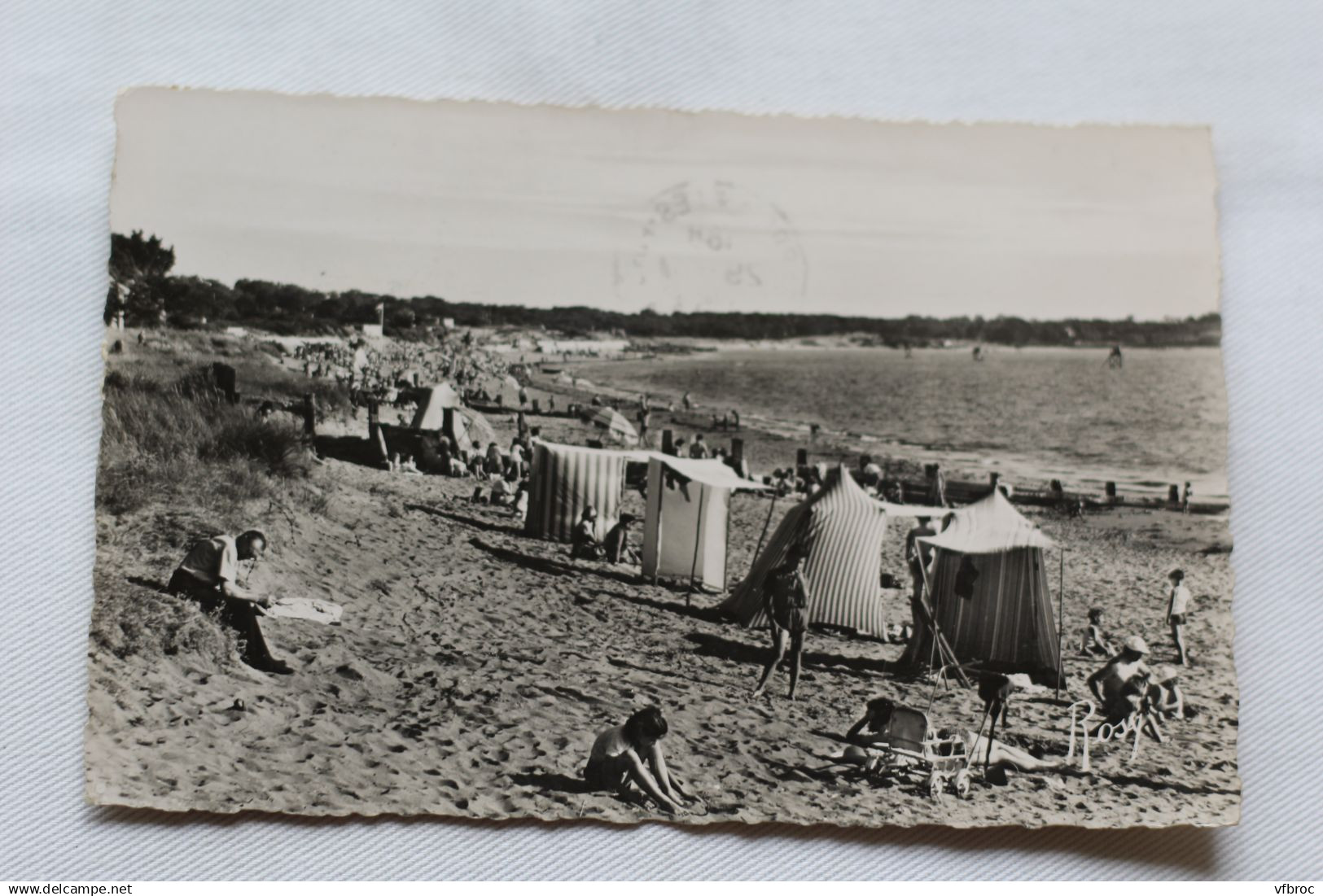 Cpsm 1954, Saint Brevin les Pins, vue d'ensemble de la plage, Loire Atlantique 44