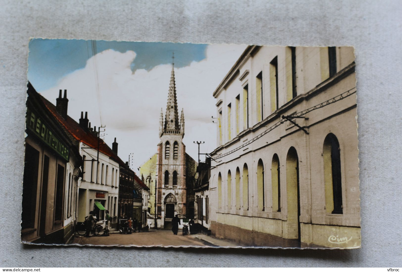 Cpsm 1957, Lumbres, rue de l'église, Pas de Calais 62