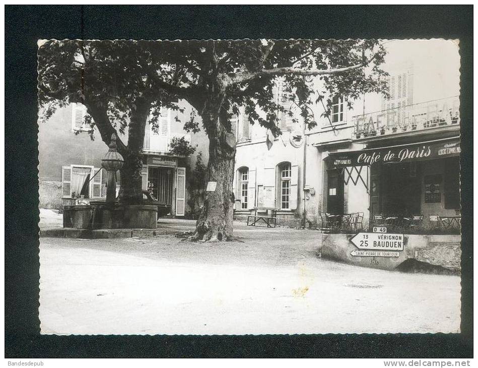 CPSM - Ampus (Var 83) - Place de la Mairie ( Café de Paris Ed. Ets Bellaflor Les Peupliers )