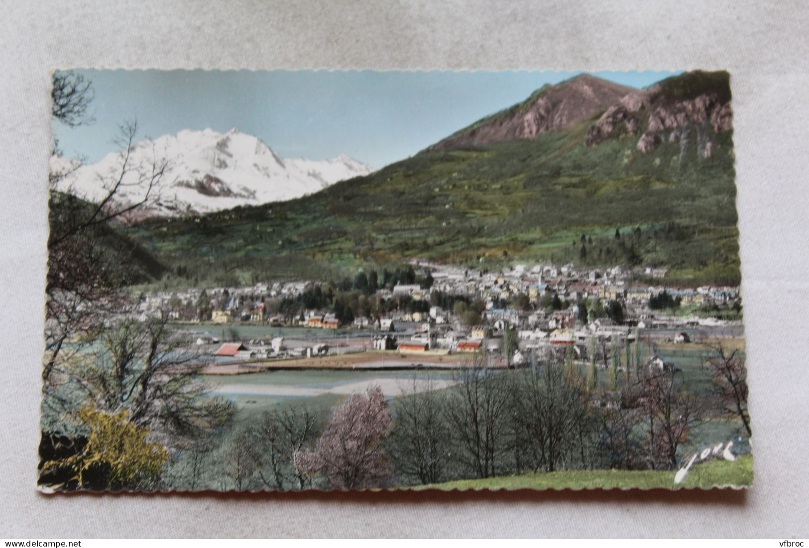 Cpsm, Argeles Gazost, vue générale, le massif de Gabizos, Hautes Pyrénées 65