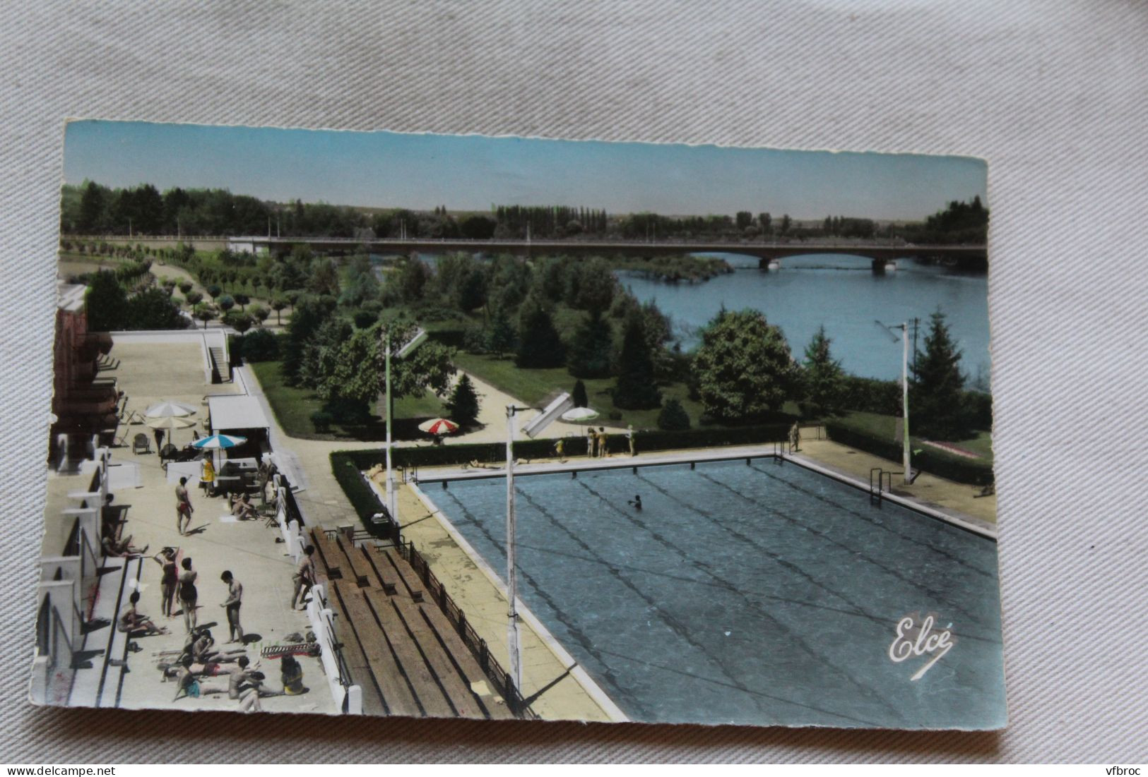 Cpsm, Belle Rive sur Allier, la piscine municipale, Allier 03