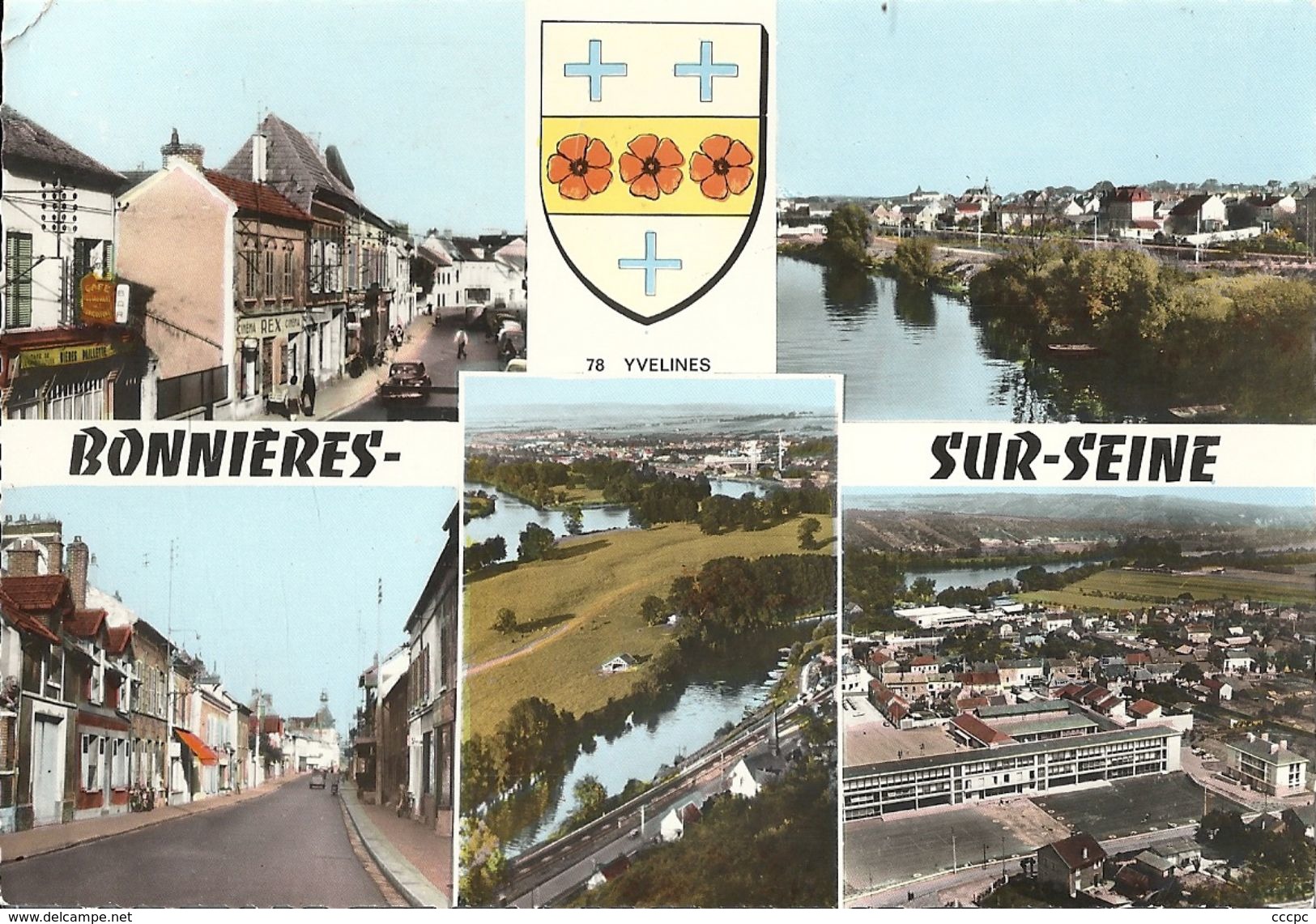 CPSM Bonnières-sur-Seine vues multiples blason