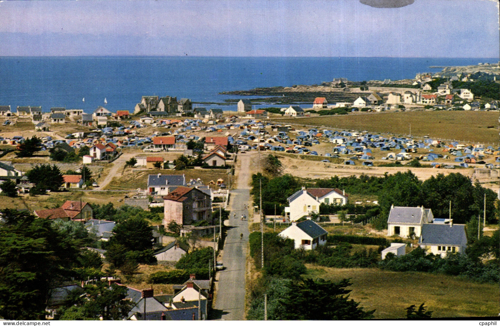 CPSM Bourg de Batz Le camping vu depuis le clocher de l'eglise