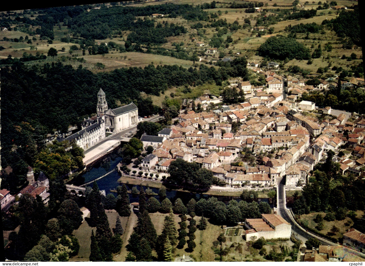 CPSM BRANTOME vue générale abbaye