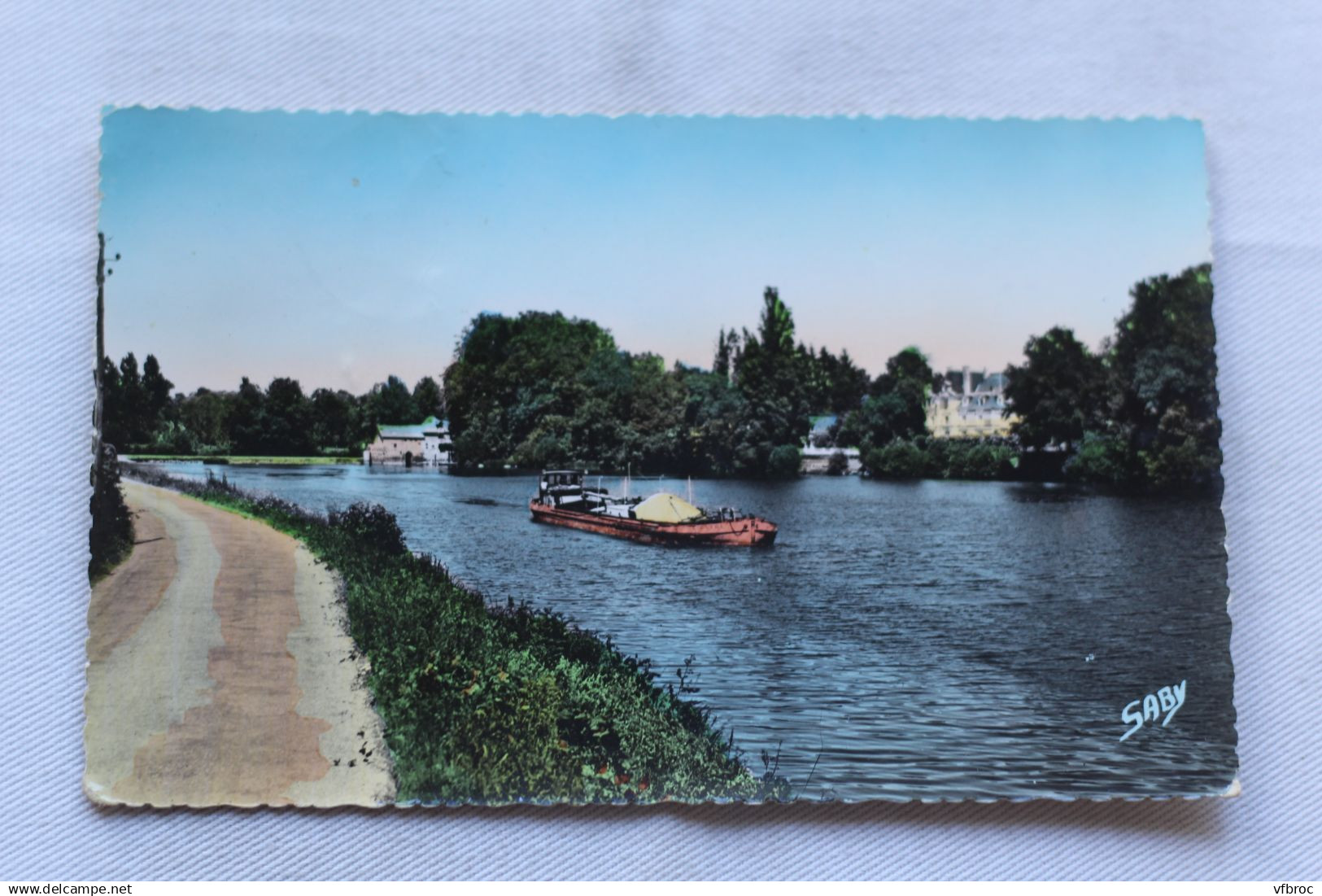 Cpsm, Château Gontier, le barrage de Mirwault et la Mayenne, Mayenne 53