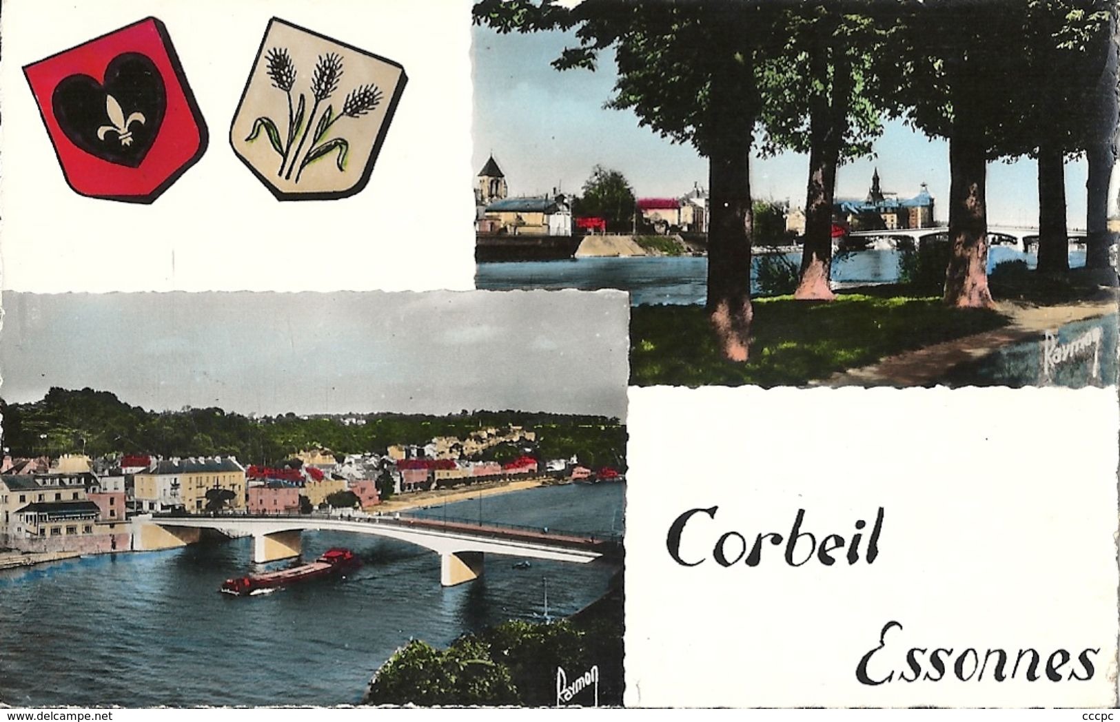 CPSM Corbeil Essonnes Vues multiples Les Quais et le Pont - Blasons