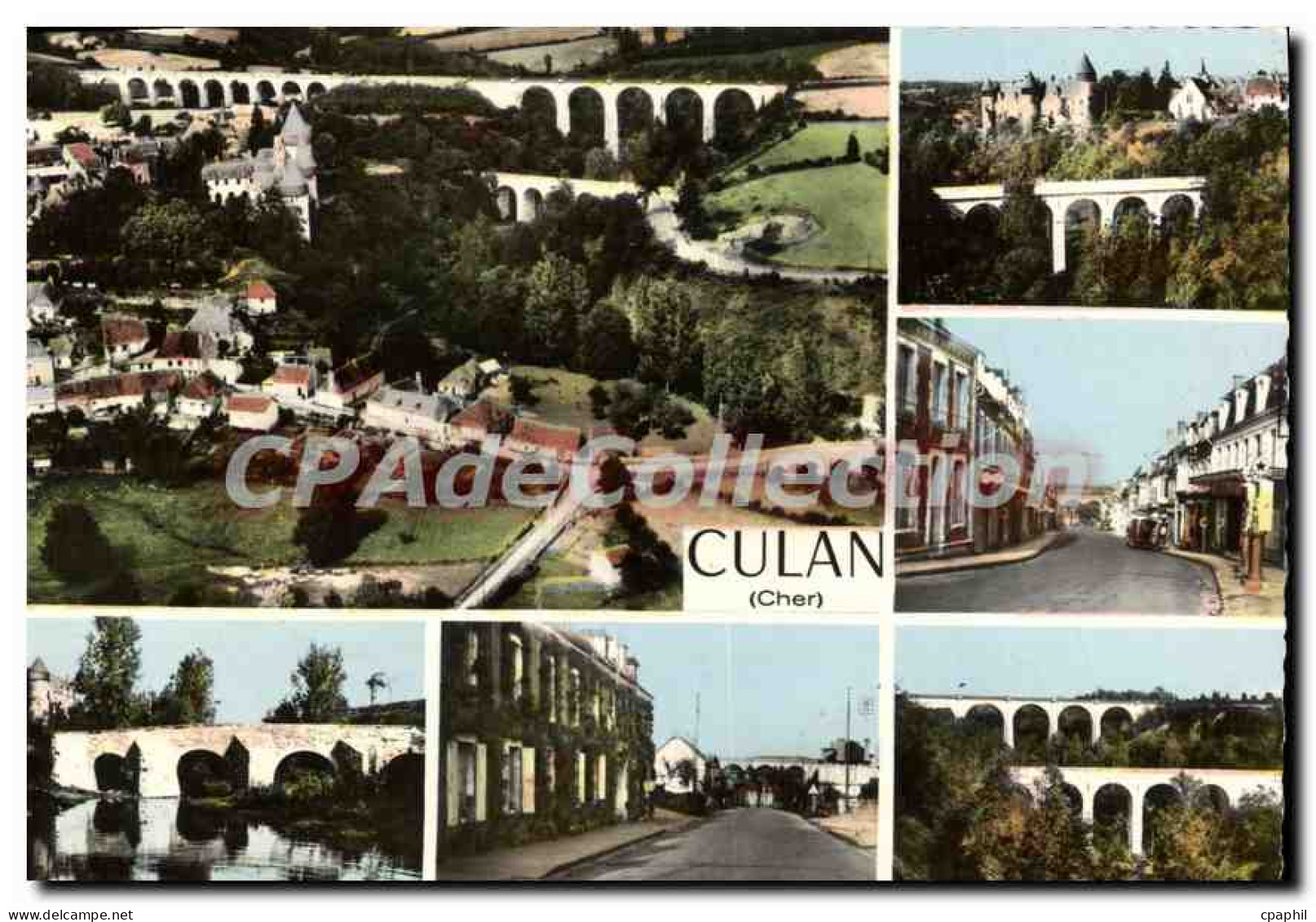 CPSM CULAN viaduc château église