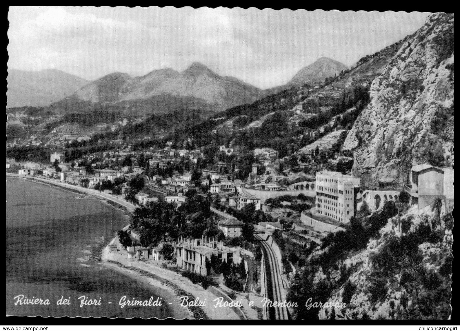 Cpsm Dentelée - Riviera dei Fiori - GRIMALDI - Balzi Rossi e Menton Garavan - Riviera des Fleurs - Flowers Riviera