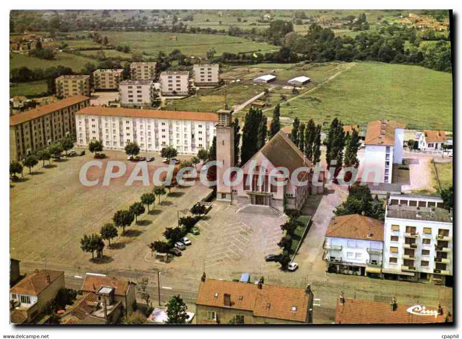 CPSM Digoin Vue Aerienne de l'Eglise de la Brierette