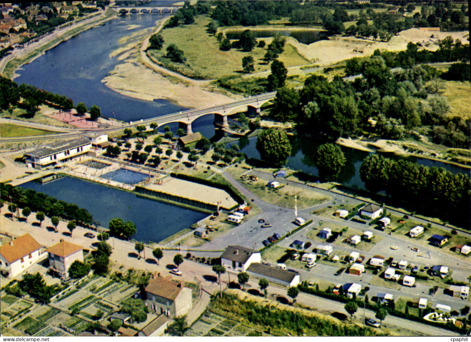 CPSM Digoin Vue Aerienne du Camping