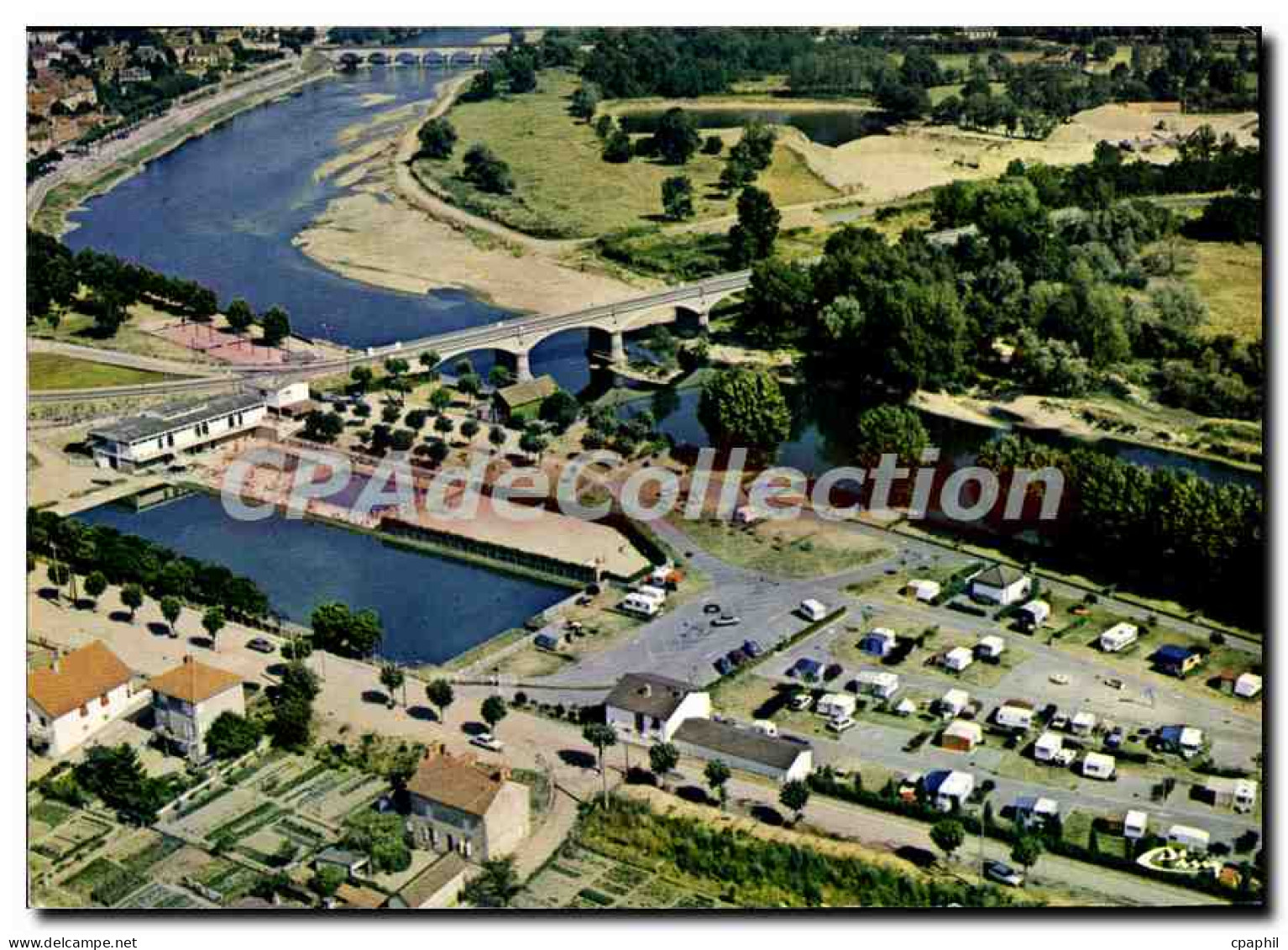 CPSM Digoin Vue Aerienne du Camping