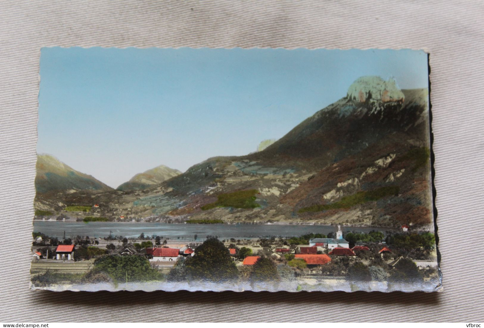 Cpsm, Doussard, vue générale, les dents de Lanfon, le lac d'Annecy, Haute Savoie 74