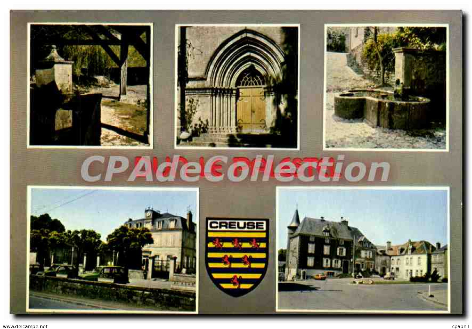 CPSM DUN LE PALESTEL lavoir église fontaine mairie école Poste