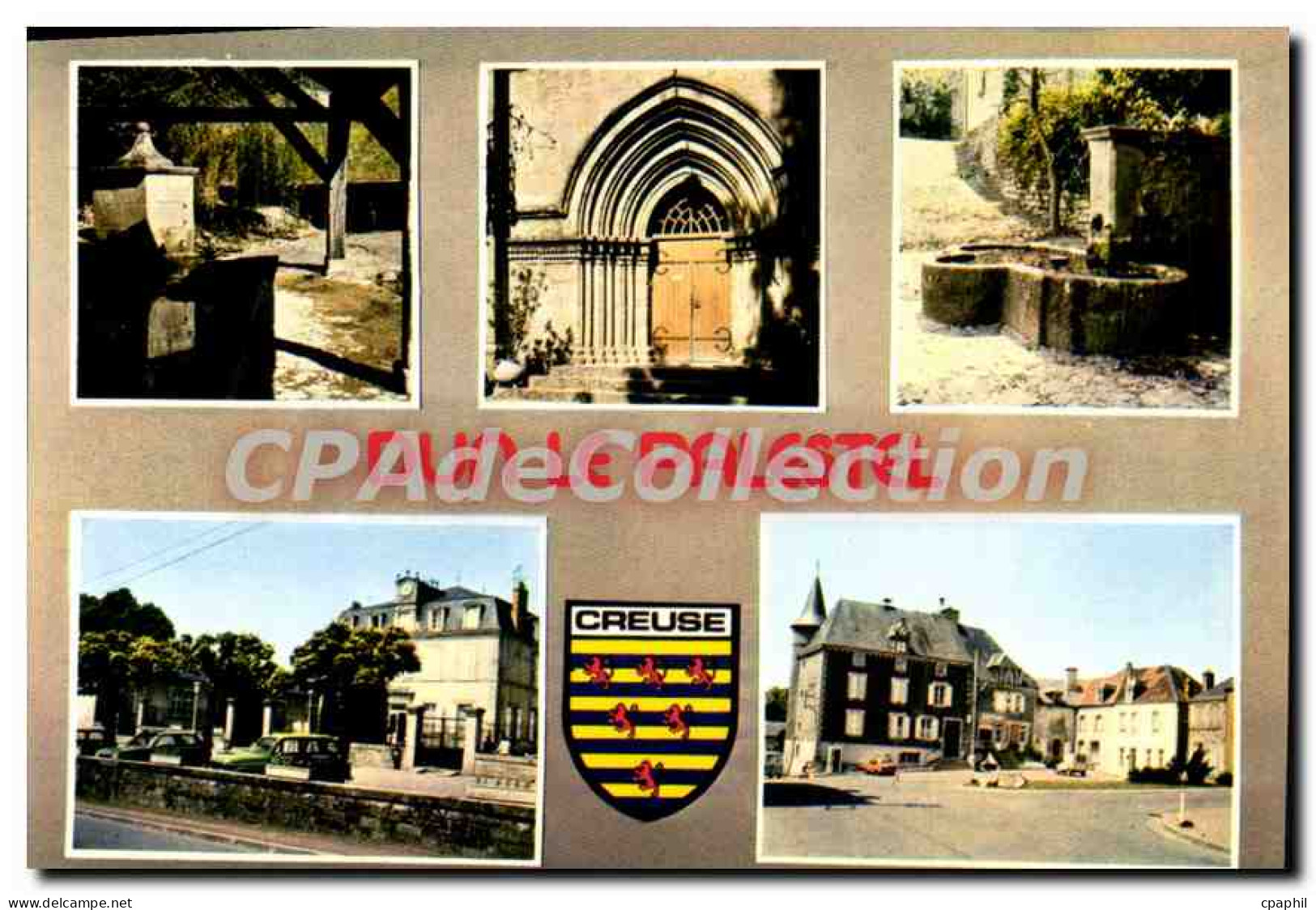 CPSM DUN-LE-PALESTEL lavoir église mairie école Poste