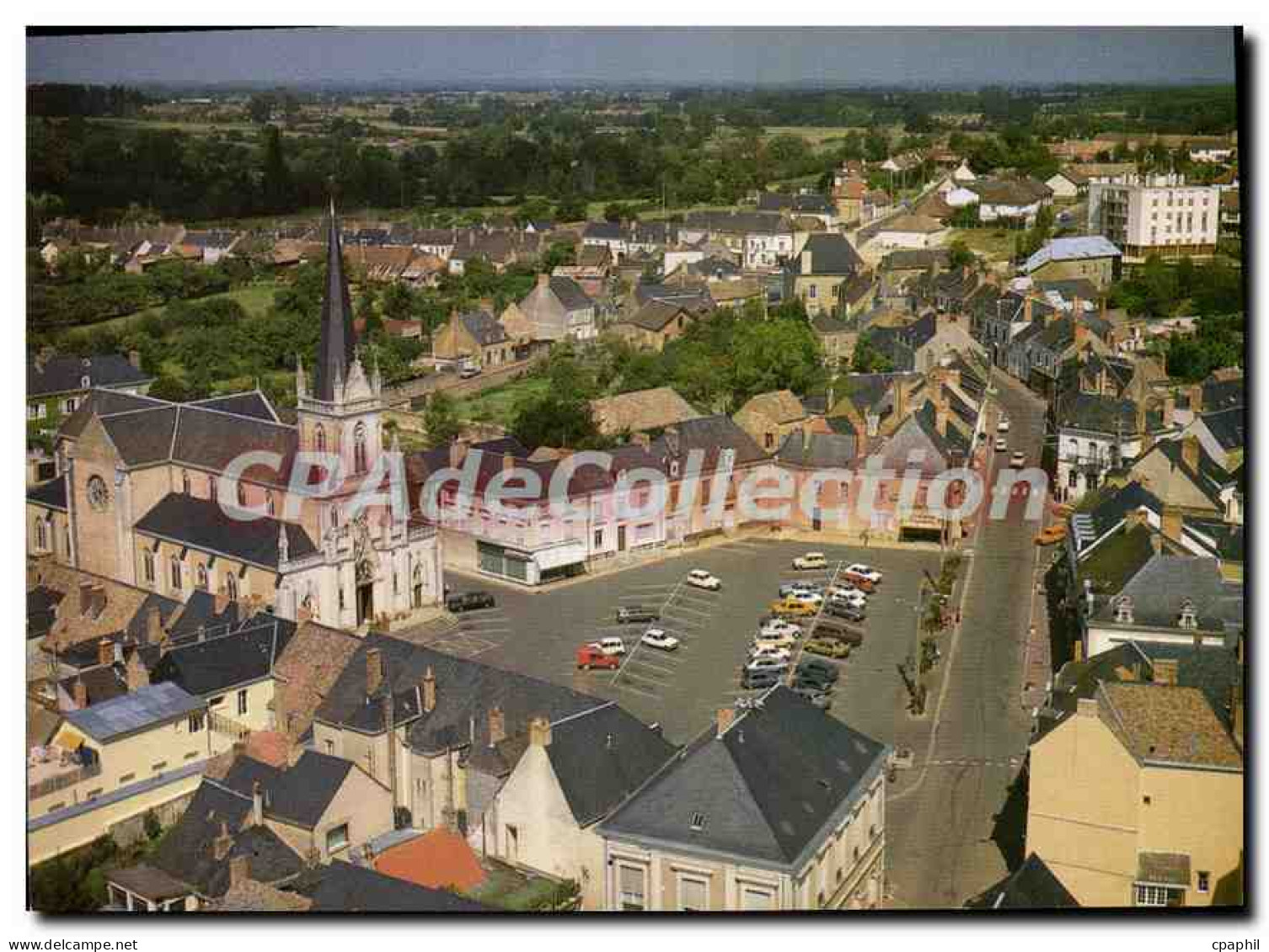 CPSM Ecommoy Sarthe Vue generale aerienne