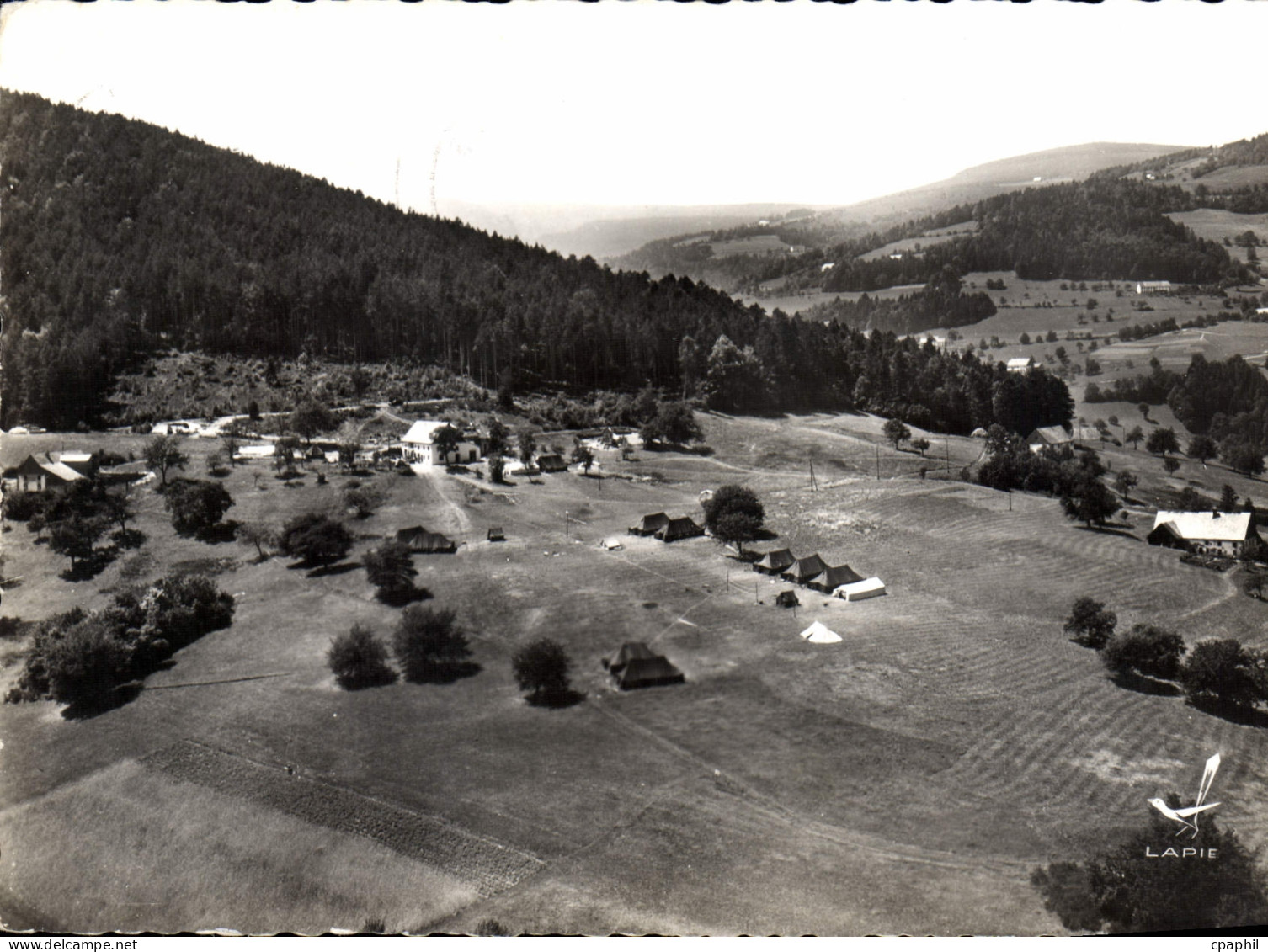 CPSM En Avion Au Dessus Lapoutroie Haut Rhin La colonie de vacances du Faude