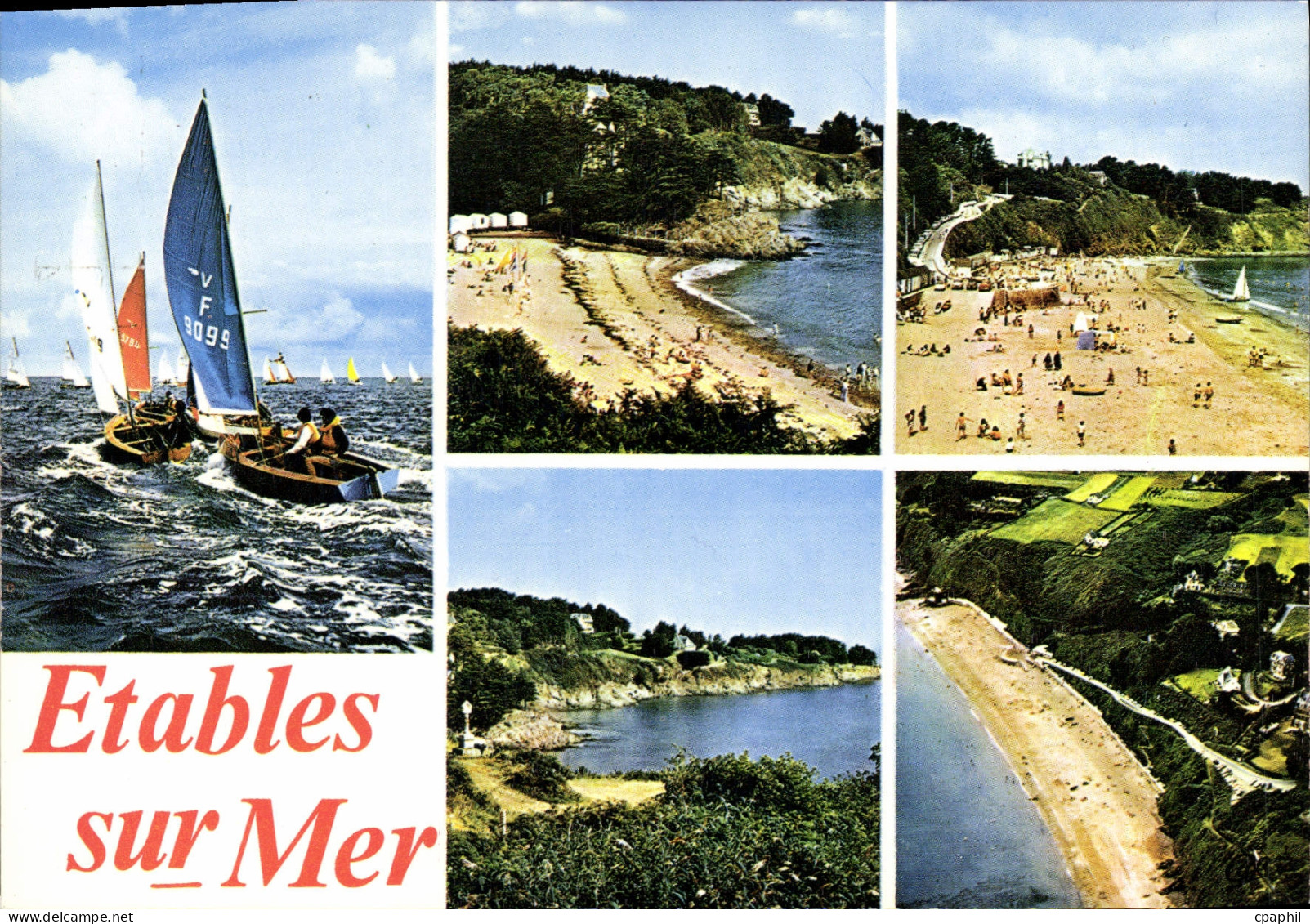 CPSM ETABLES-sur-MER plage Vauriens en régates moulin Gobelins