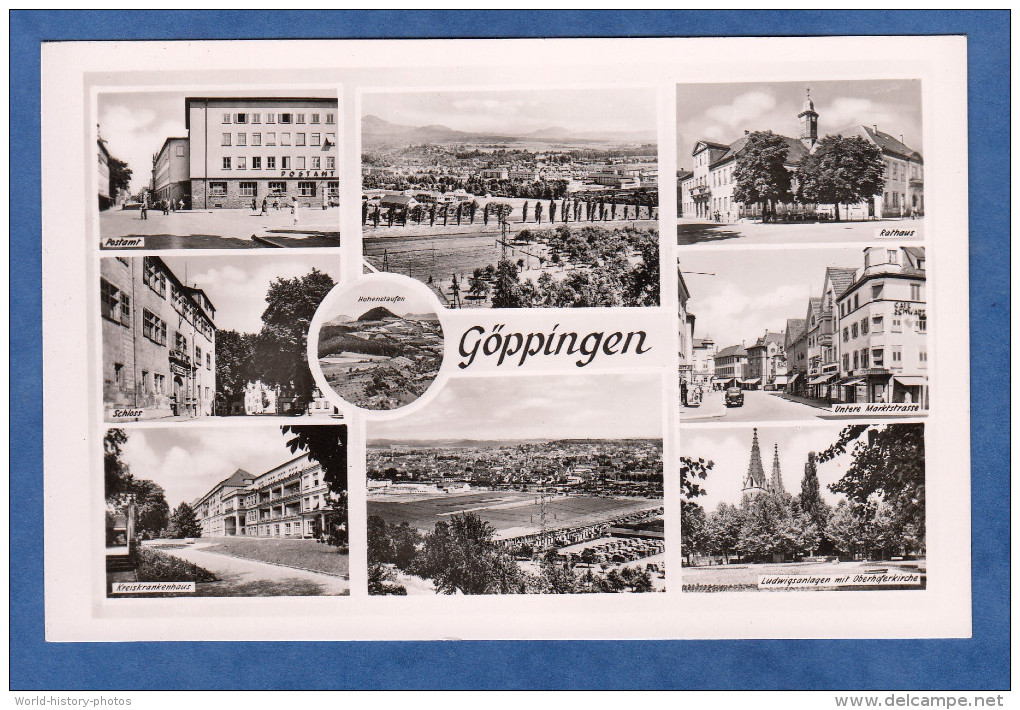 CPSM - GOPPINGEN / GOEPPINGEN - Postamt - Rathaus - Untere Markstrasse - Ludwigsanlagen - Kreiskrankenhaus